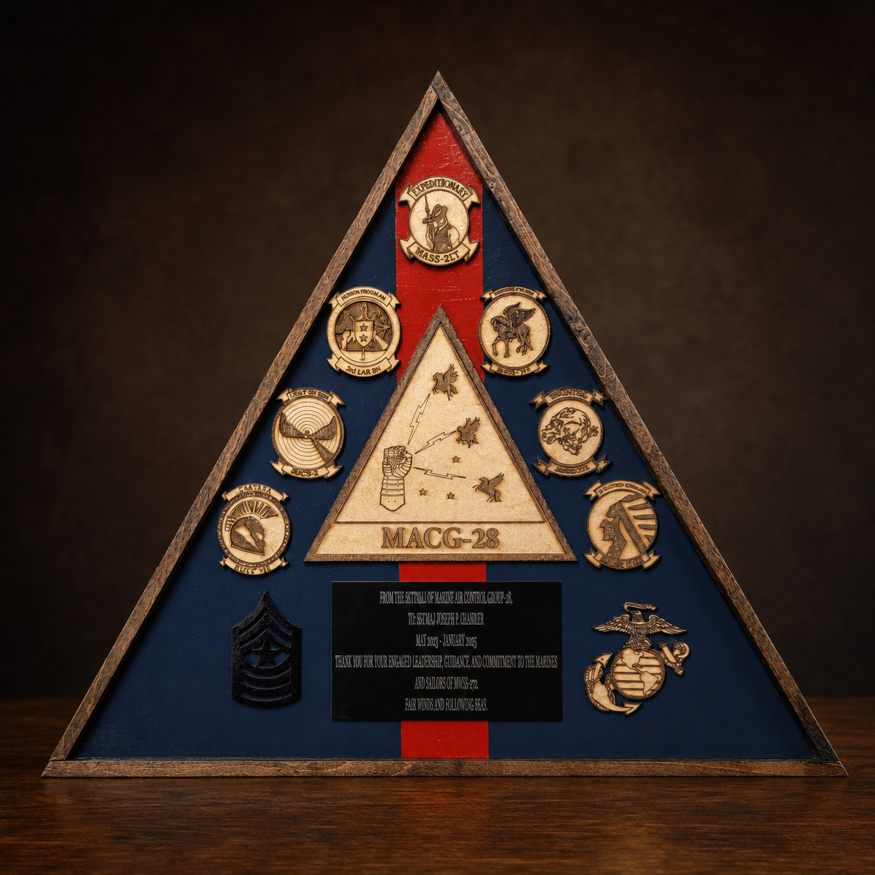 MACG-28 Leadership Plaque handcrafted by Figtree Customs