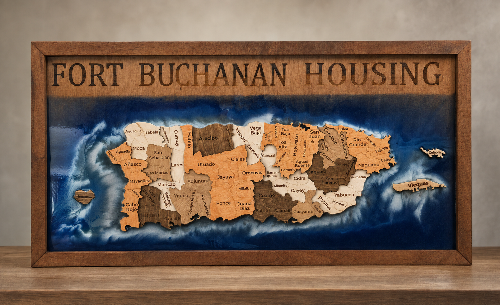 Fort Buchanan Housing Map handcrafted by Figtree Customs