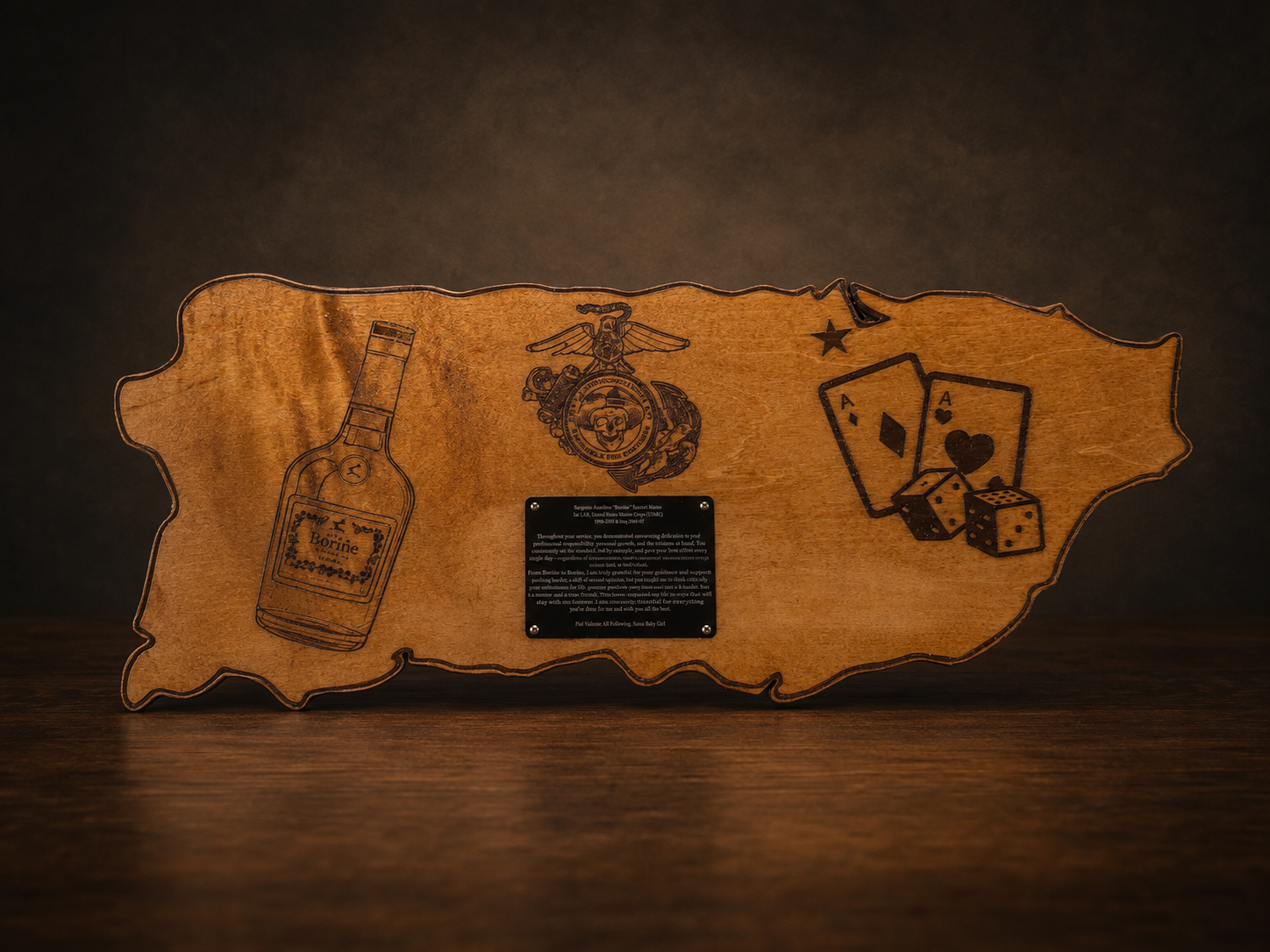 Puerto Rico Retirement Plaque handcrafted by Figtree Customs